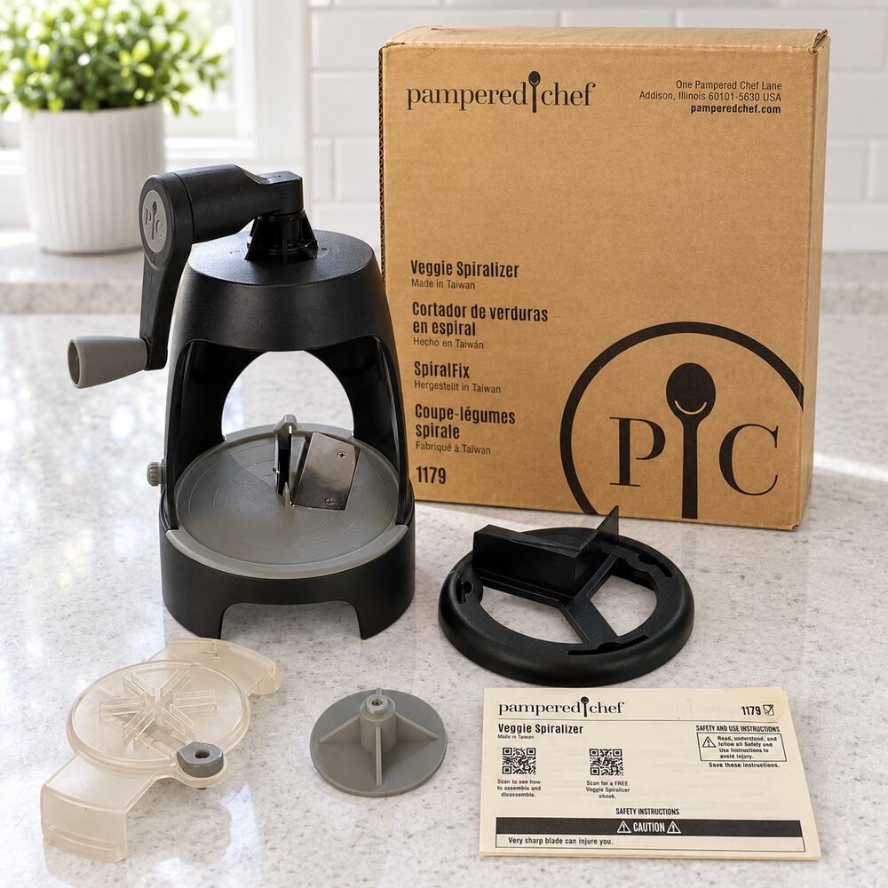 Pampered Chef Veggie Spiralizer 1179 Box Instructions Zoodles Vegetable Slicer